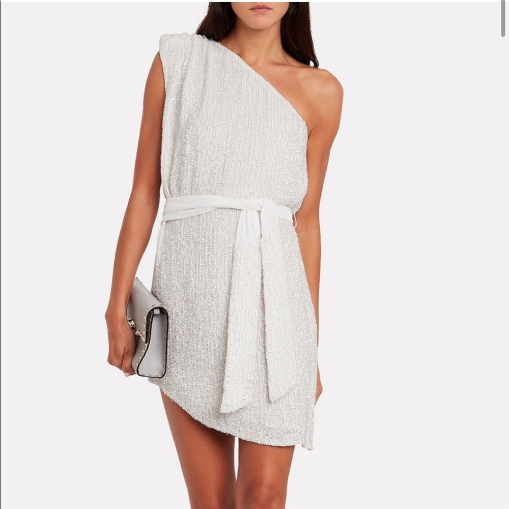 Retrofete Ella One shoulder white sequin dress
